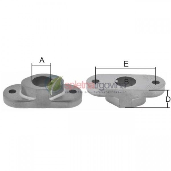 Prirobnica noža MTD - A: 22.2mm, B: 20,7mm, C:33,5mm, D: 33,5mm, E: 63,5mm Prirobnica noža MTD - A: 22.2mm, B: 20,7mm, C:33,5mm, D: 33,5mm, E: 63,5mm